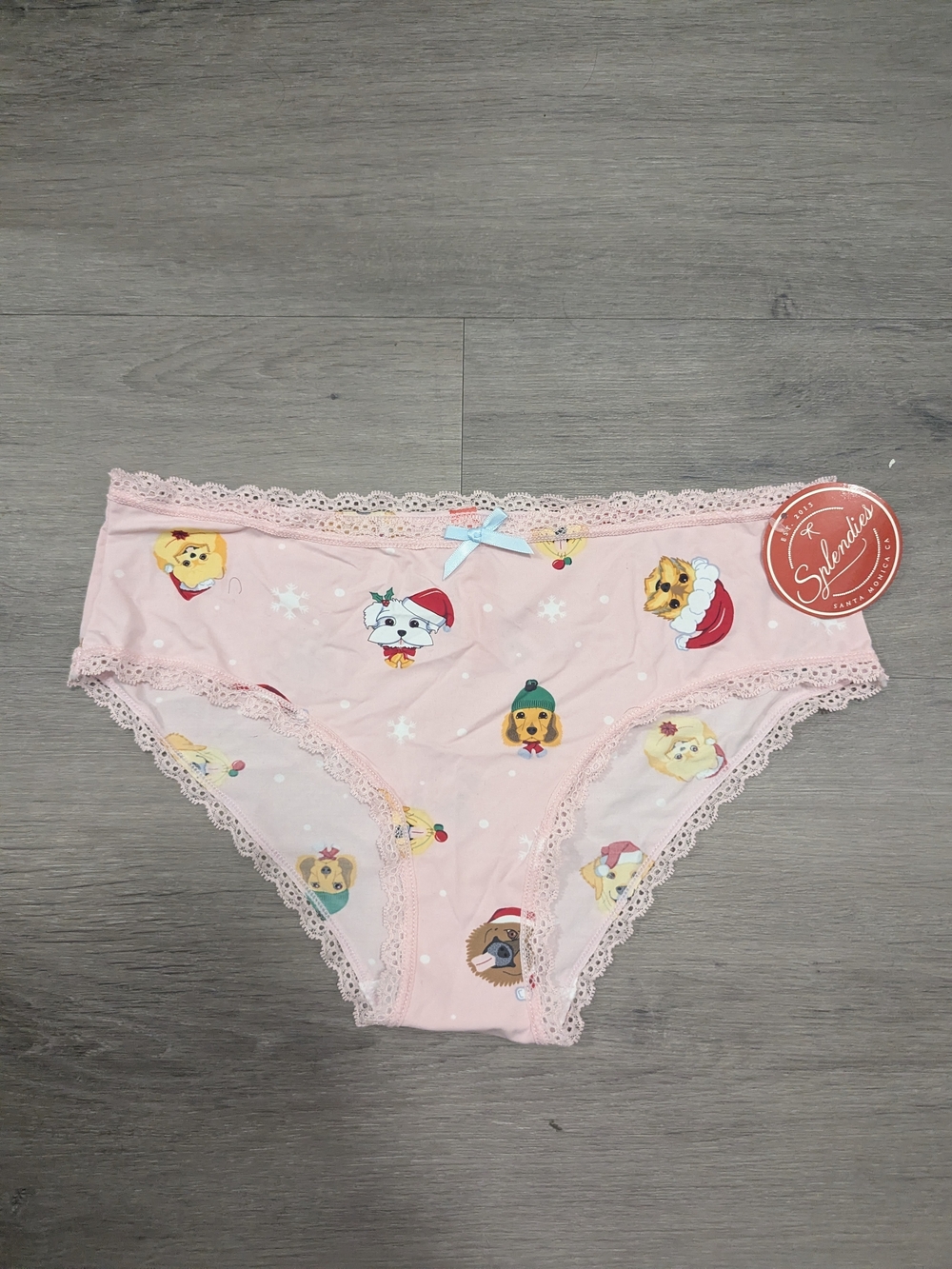 Pink Holiday Puppy Print Bikini Briefs